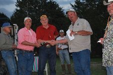 Awarding a custom money clip as winner of the open derby to Jeff Markham. (L-R) Mike Gordon, Ken Sauer, Jeff Markham, Mike Sandifer in the background, Steve Schiber, Shawn Rowan. 