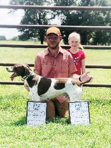 Emmet Sasser and his daughter Pinelope are with Sulphur Bend Woodman the  NBHA Runner-Up Open Shooting Dog of the Year award winner. Emmet is also the NBHA Amateur Shooting Dog Handler of the Year award winner.
