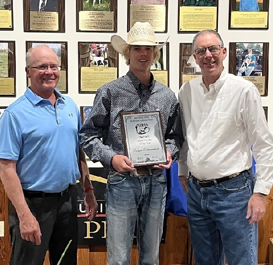 This seasons Youth Handler of the Year and future NBHA star Tayln Edmonton presented with his trophy.
